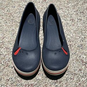 Navy Blue Women's Shoes with Red Accents